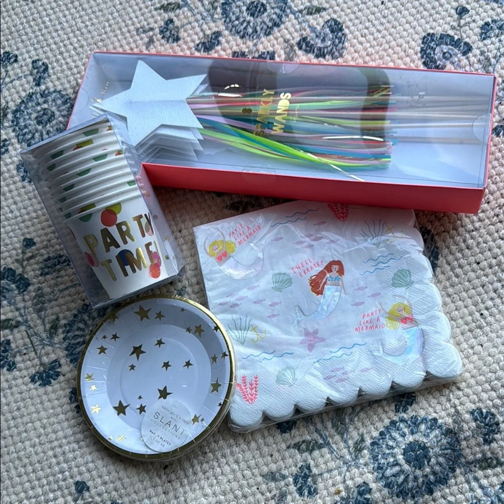 New Meri Meri Birthday Tea Party Time Set Bundle Lot Mermaids Stars Wands - Picture 1 of 10